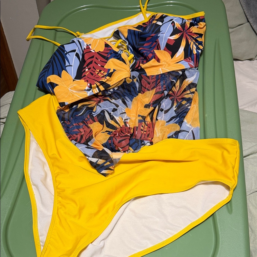 Floral Yellow Kids One Piece Swimsuit